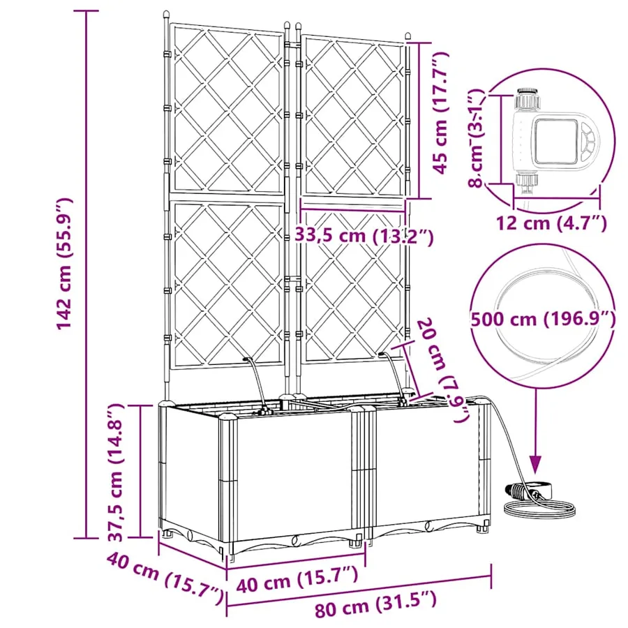 Cache-pot de jardin 2 pc Blanc 80 x 40 x 142 cm PP - 10