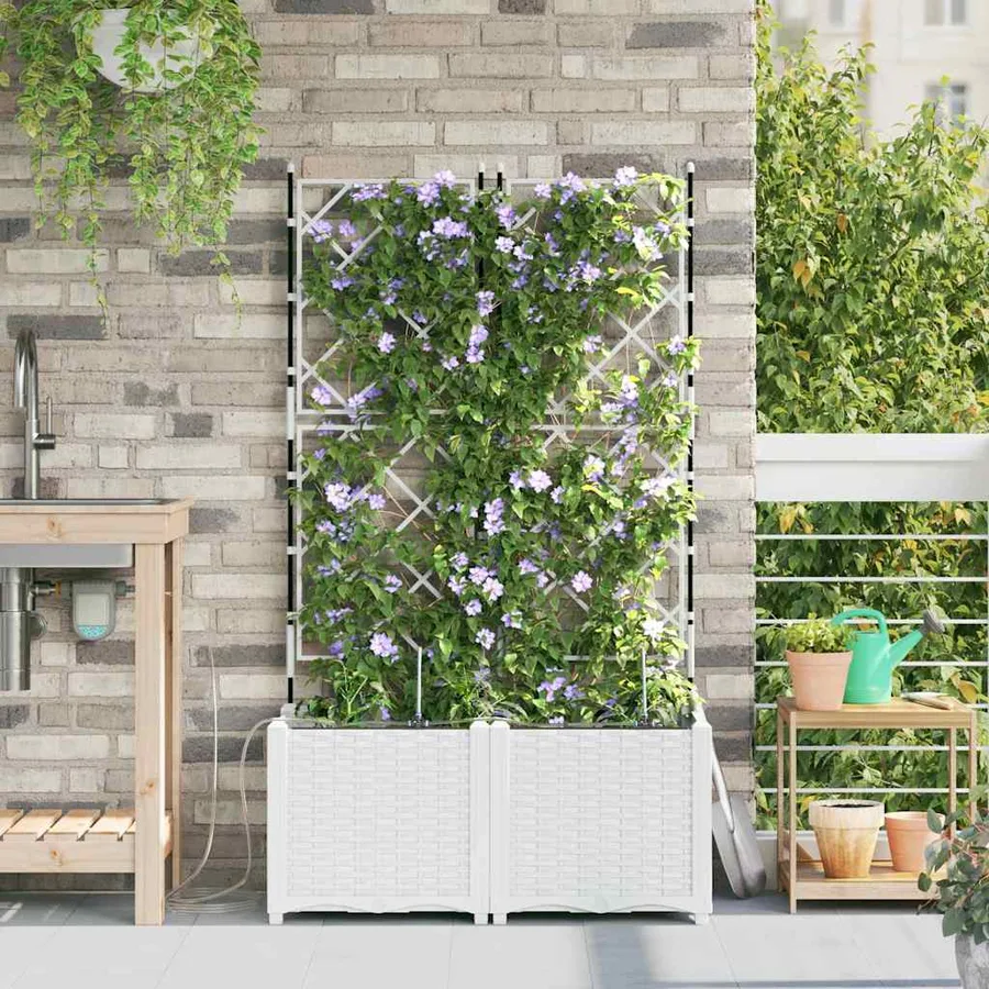 Cache-pot de jardin 2 pc Blanc 80 x 40 x 142 cm PP - 3