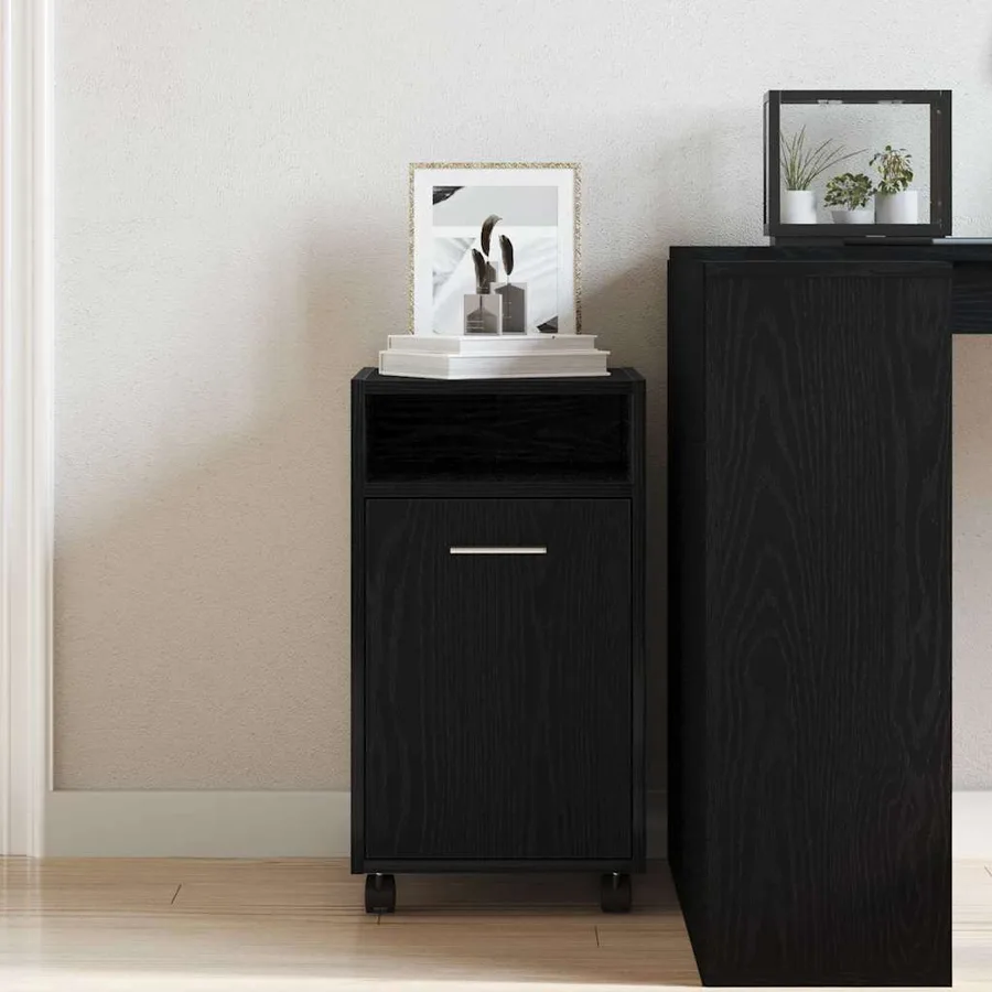 Cabinet latéral sur roulettes Chêne noir 33 x 38 x 60 cm - 3