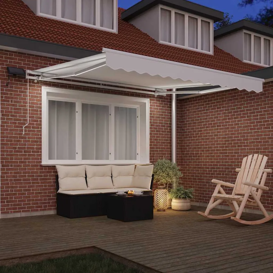 Auvent rétractable Blanc 300 x 250 cm Tissu et Aluminium - 3