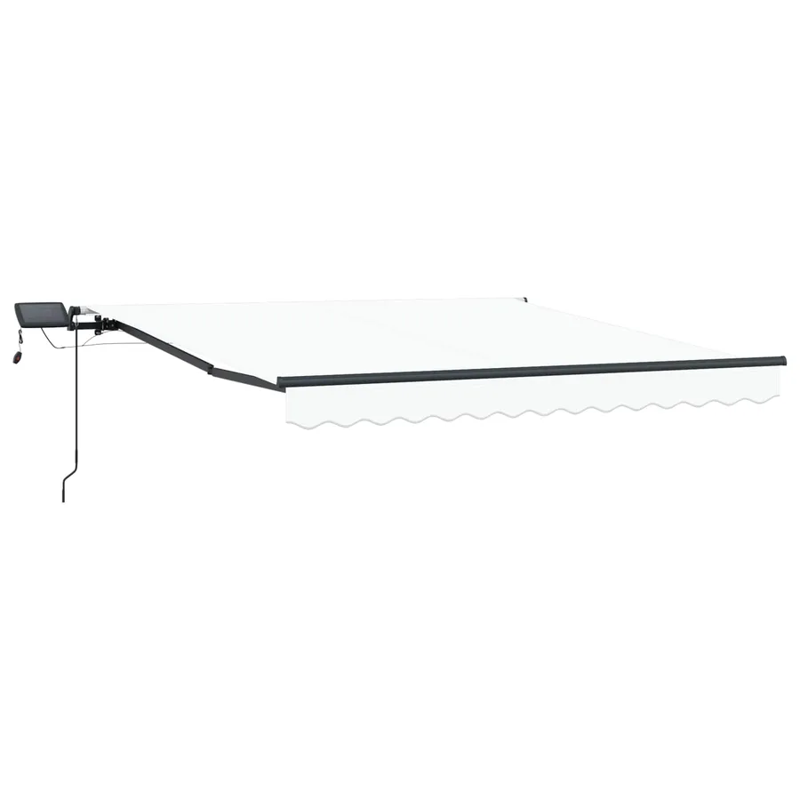 Auvent rétractable Blanc 350 x 250 cm Tissu et Aluminium - 2