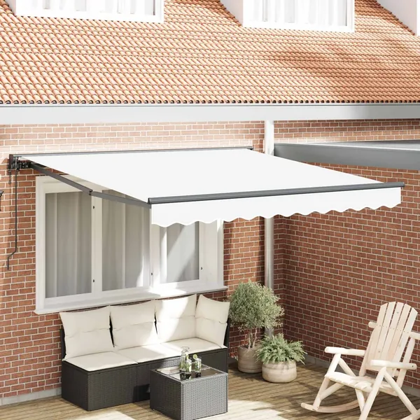 Cadre d'auvent Blanc 350 x 250 cm Polyester avec revêtement PU