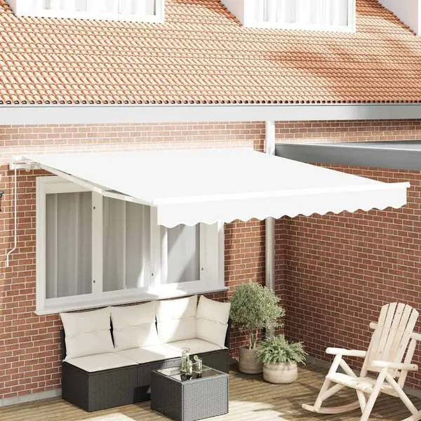 Auvent rétractable Blanc 350 x 250 cm Polyester et Aluminium