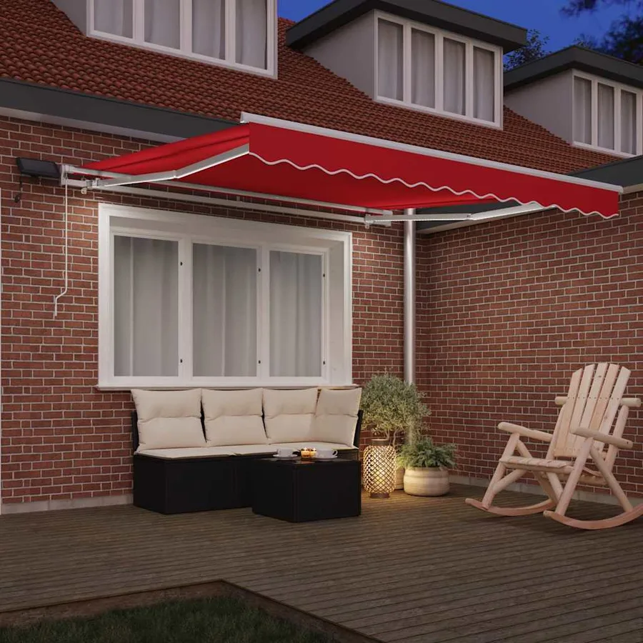 Auvent rétractable Rouge 350 x 250 cm Tissu et Aluminium - 3