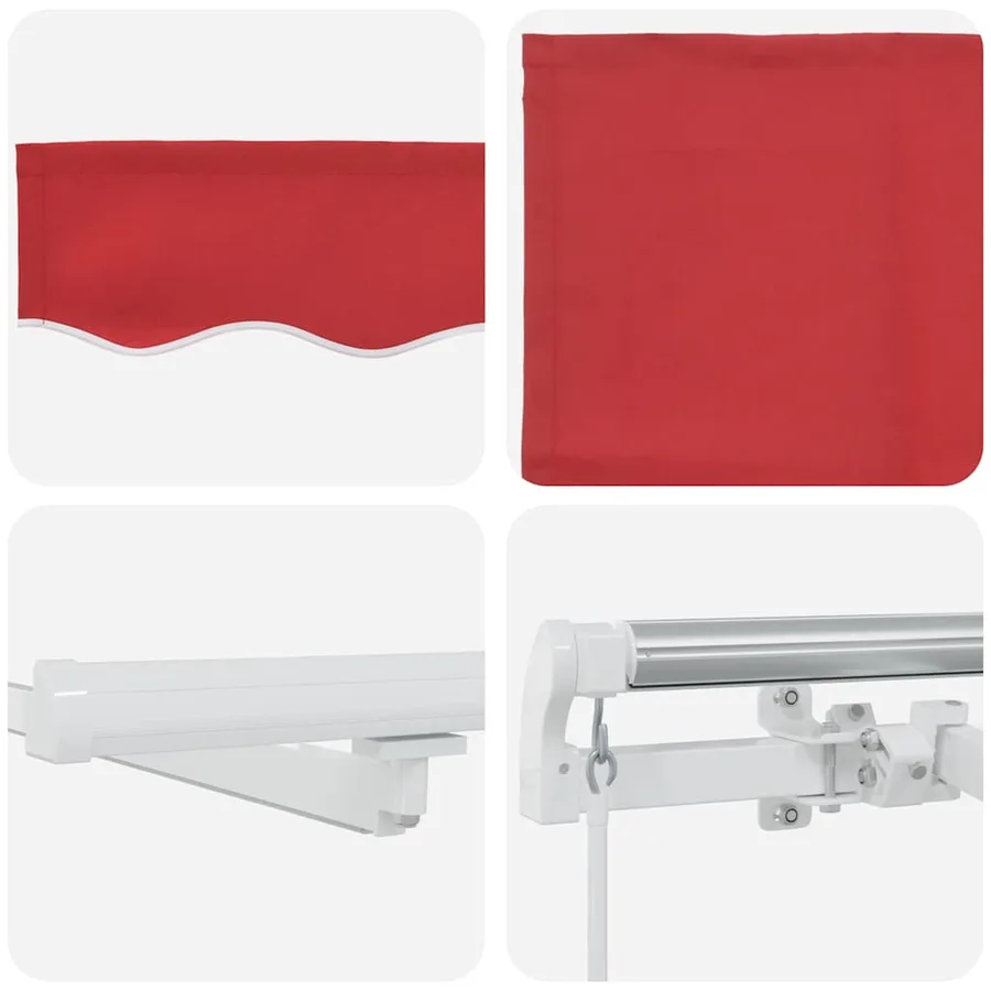 Auvent rétractable Rouge 350 x 250 cm Tissu et Aluminium - 8