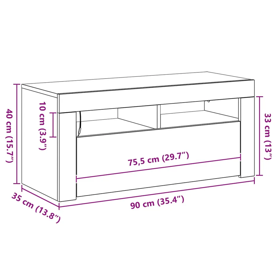 Meuble TV Chêne noir 90 x 35 x 40 cm Bois d'ingénierie - 19