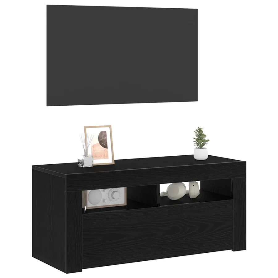 Meuble TV Chêne noir 90 x 35 x 40 cm Bois d'ingénierie - 4