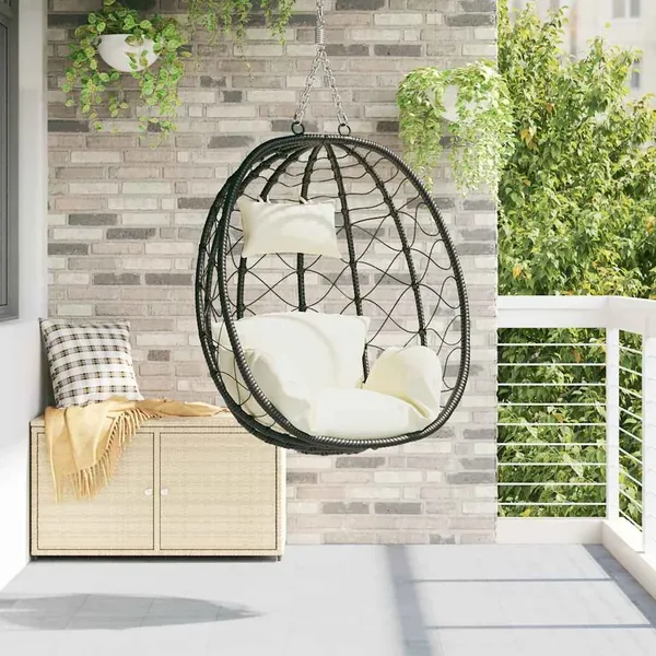 Chaise suspendue Blanc crème 91,5 x 54,5 x 107 cm polyrotin