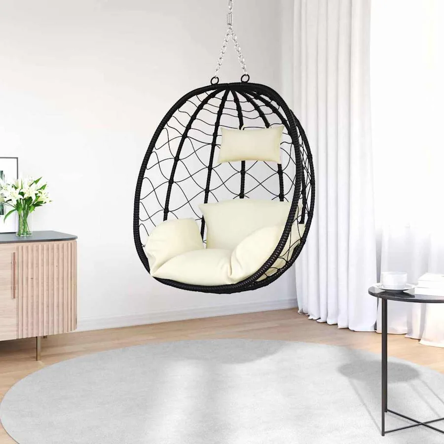 Chaise suspendue Blanc crème 91,5 x 54,5 x 107 cm polyrotin - 3