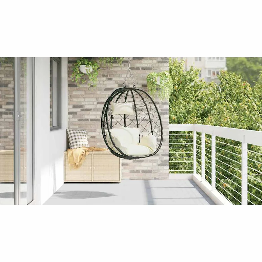 Chaise suspendue Blanc crème 91,5 x 54,5 x 107 cm polyrotin - 4