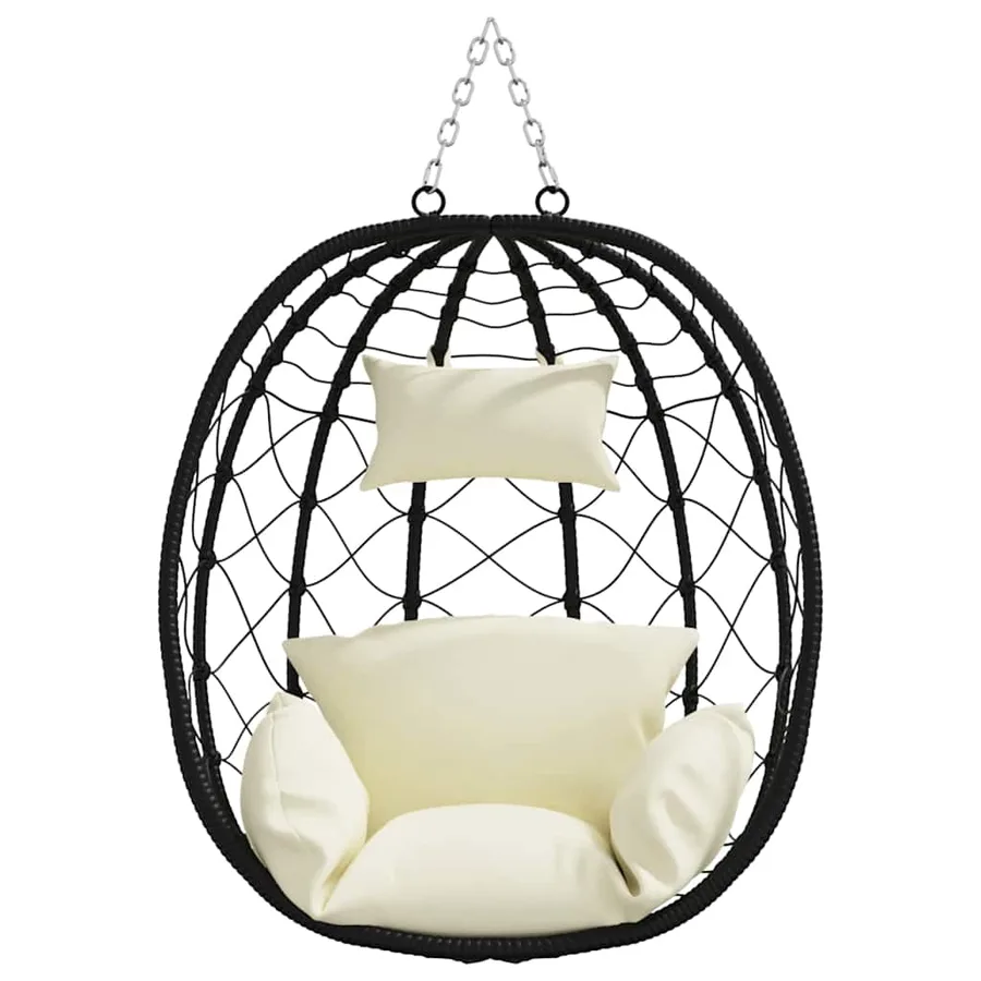 Chaise suspendue Blanc crème 91,5 x 54,5 x 107 cm polyrotin - 5
