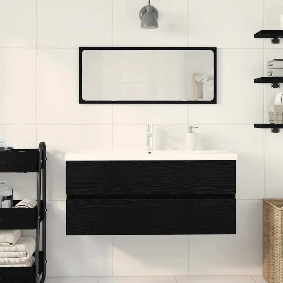 Meuble de Lavabo de Salle de Bain Chêne noir 90 x 39 x 62 cm - 4
