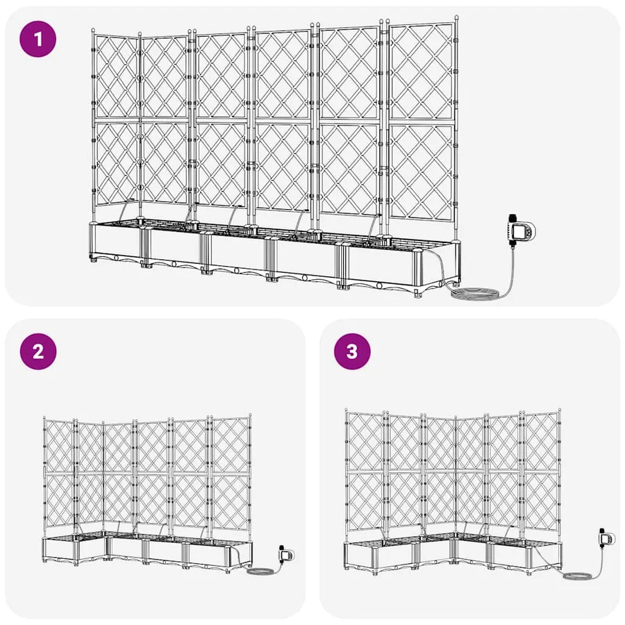 Cache-pot de jardin 5 pc Noir 120 x 120 x 126 cm PP - 10