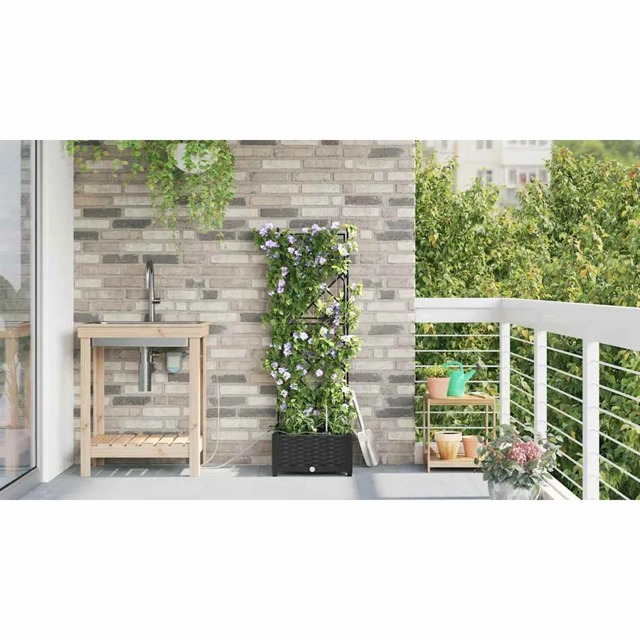 Cache-pot de jardin Noir 40 x 40 x 126 cm PP - 4