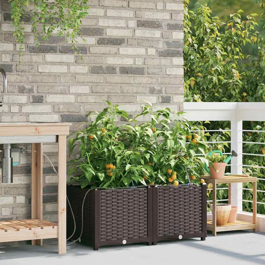 Cache-pot de jardin 2 pc Marron 80 x 40 x 37,5 cm PP - 3