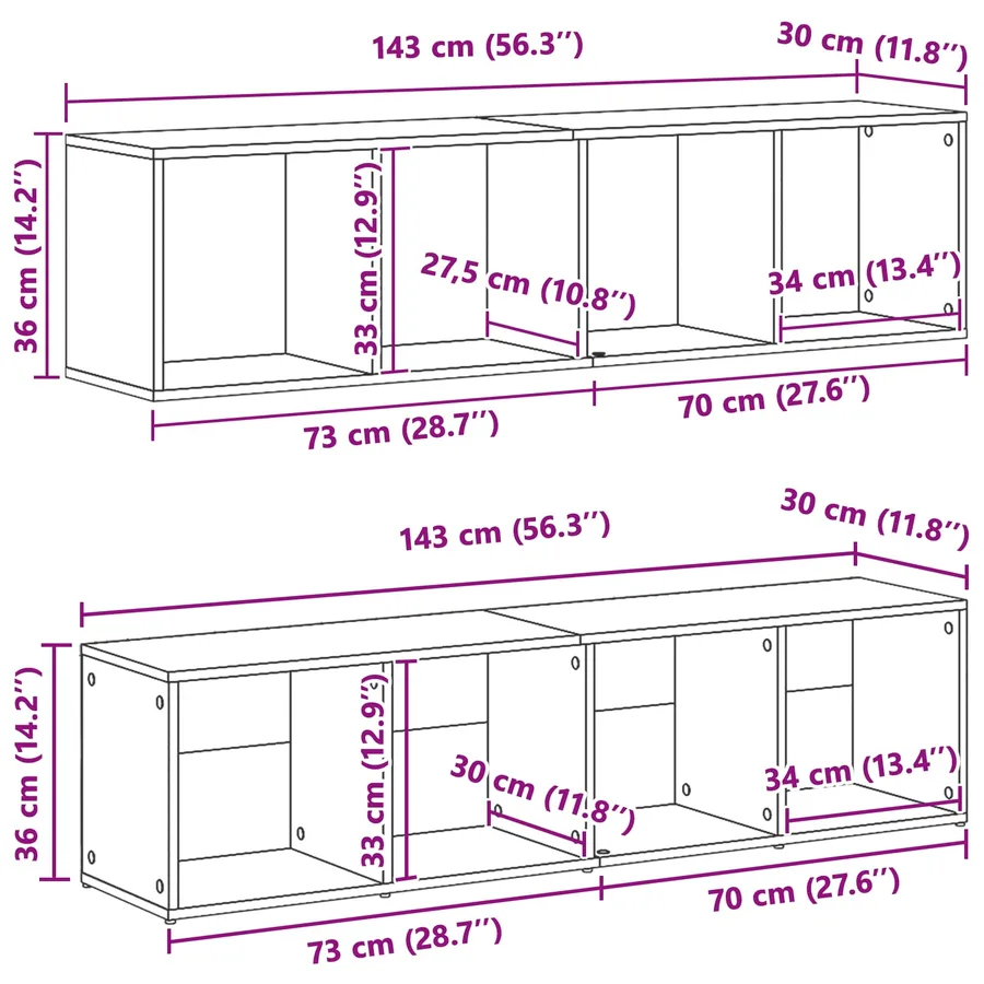 Étagère 3 pcs Chêne noir 36 x 30 x 143 cm Bois d'ingénierie - 15