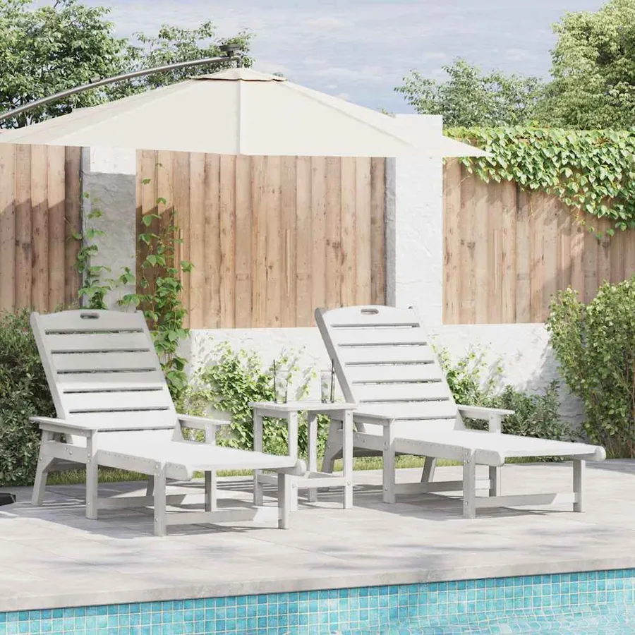 Transat 2 pcs Noir 195,5 x 53 x 98,5 cm Polyéthylène - 12