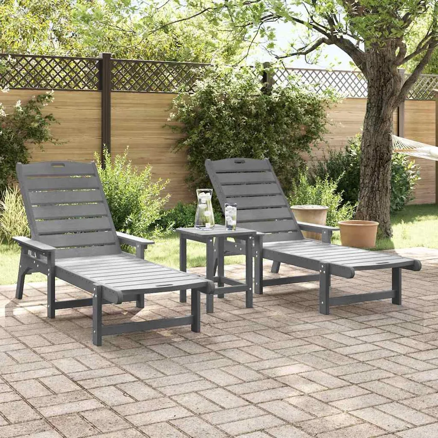 Transat 2 pcs Noir 195,5 x 53 x 98,5 cm Polyéthylène - 25