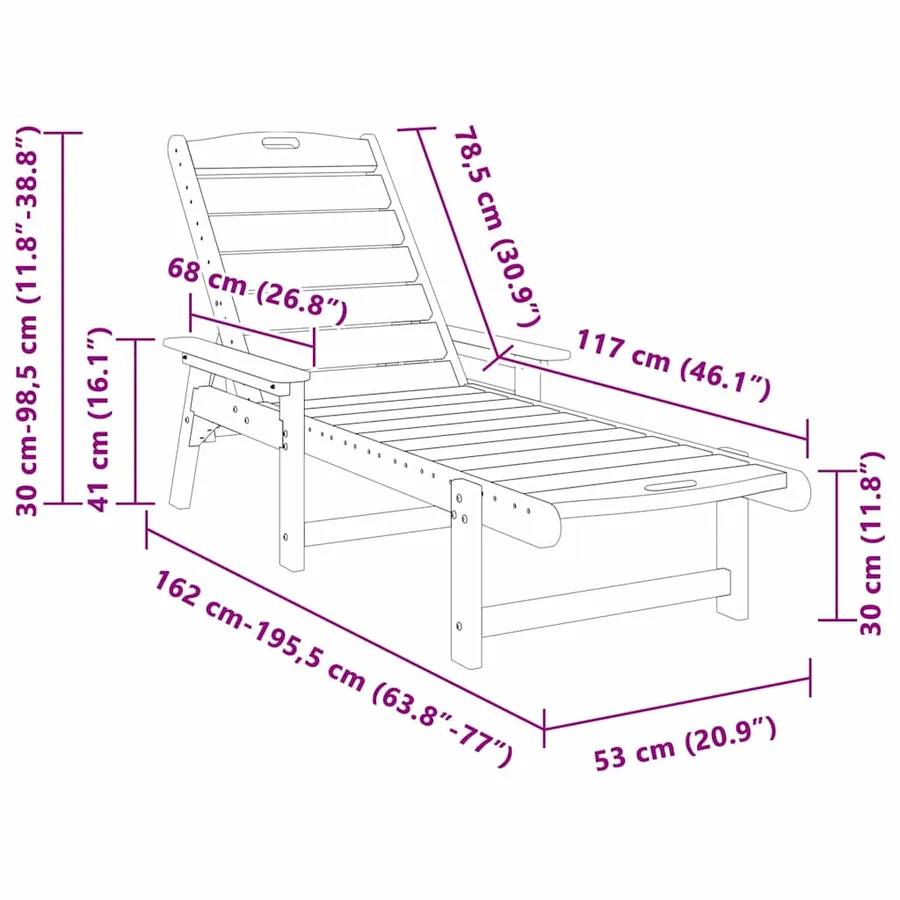 Transat 2 pcs Noir 195,5 x 53 x 98,5 cm Polyéthylène - 33