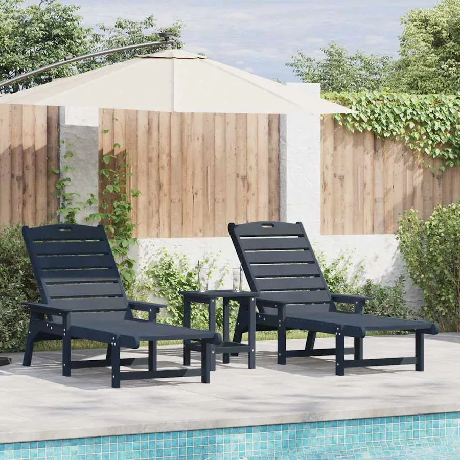 Transat 2 pcs Noir 195,5 x 53 x 98,5 cm Polyéthylène - 34