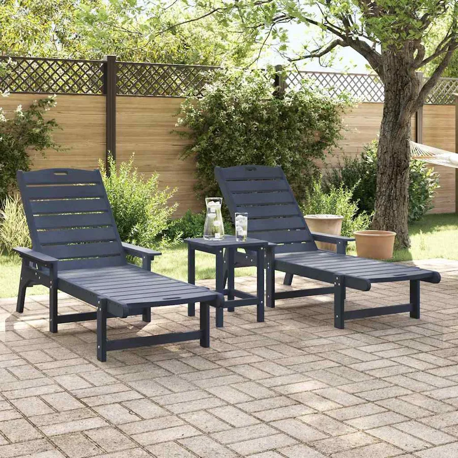 Transat 2 pcs Noir 195,5 x 53 x 98,5 cm Polyéthylène - 36