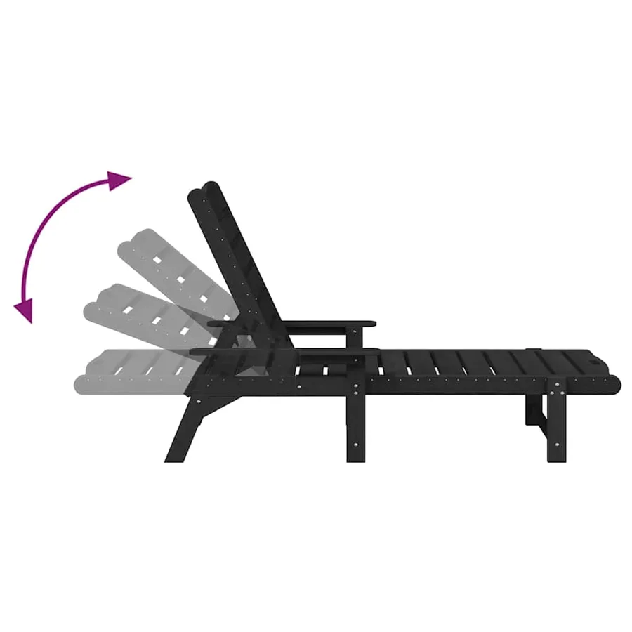 Transat 2 pcs Noir 195,5 x 53 x 98,5 cm Polyéthylène - 9