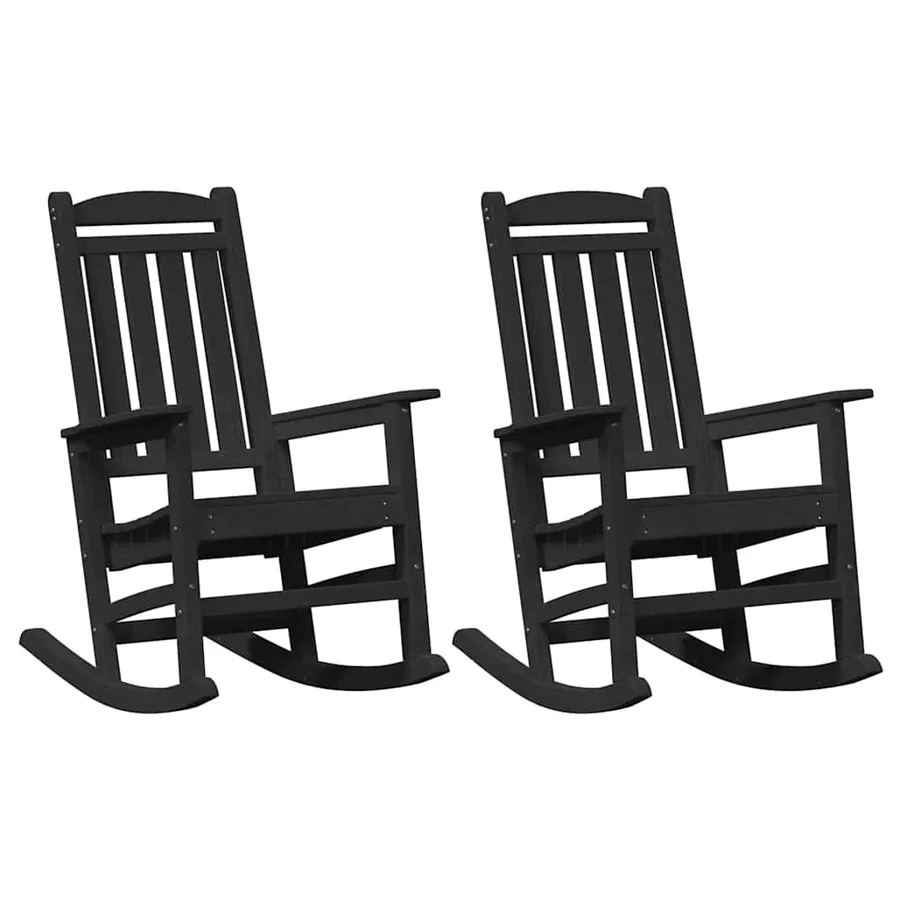 Chaise à bascule 2 pcs Noir 92 x 70 x 108 cm Polyéthylène - 2
