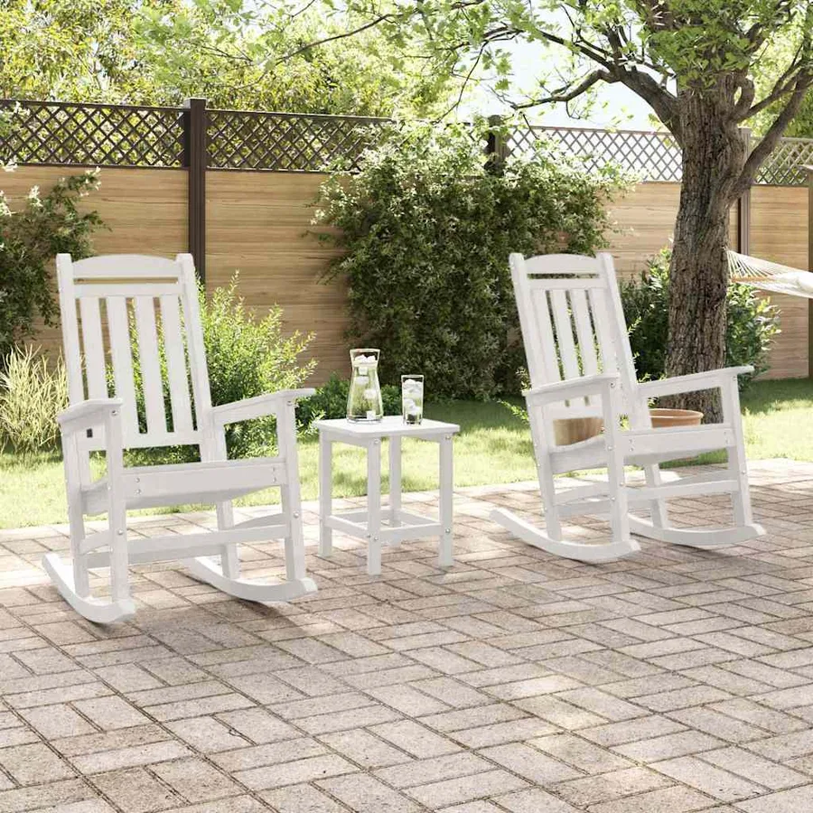 Chaise à bascule 2 pcs Blanc 92 x 70 x 108 cm Polyéthylène - 3