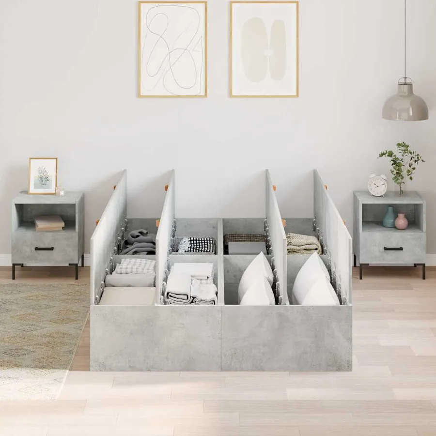 Cadre de lit avec rangement Gris béton 120 x 200 cm - 3