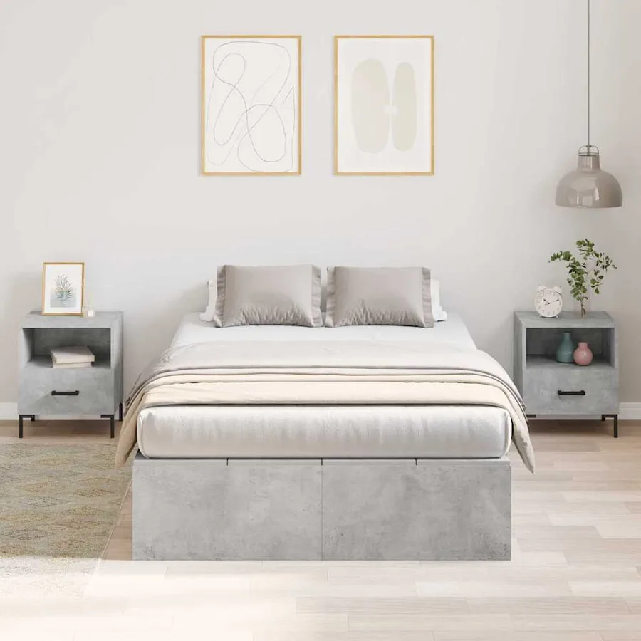 Cadre de lit avec rangement Gris béton 120 x 200 cm - 4