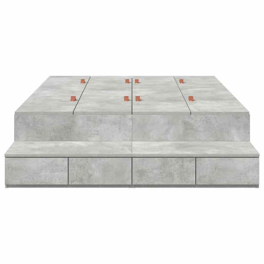 Cadre de lit avec rangement Gris béton 120 cm Bois d'ingénierie - 7