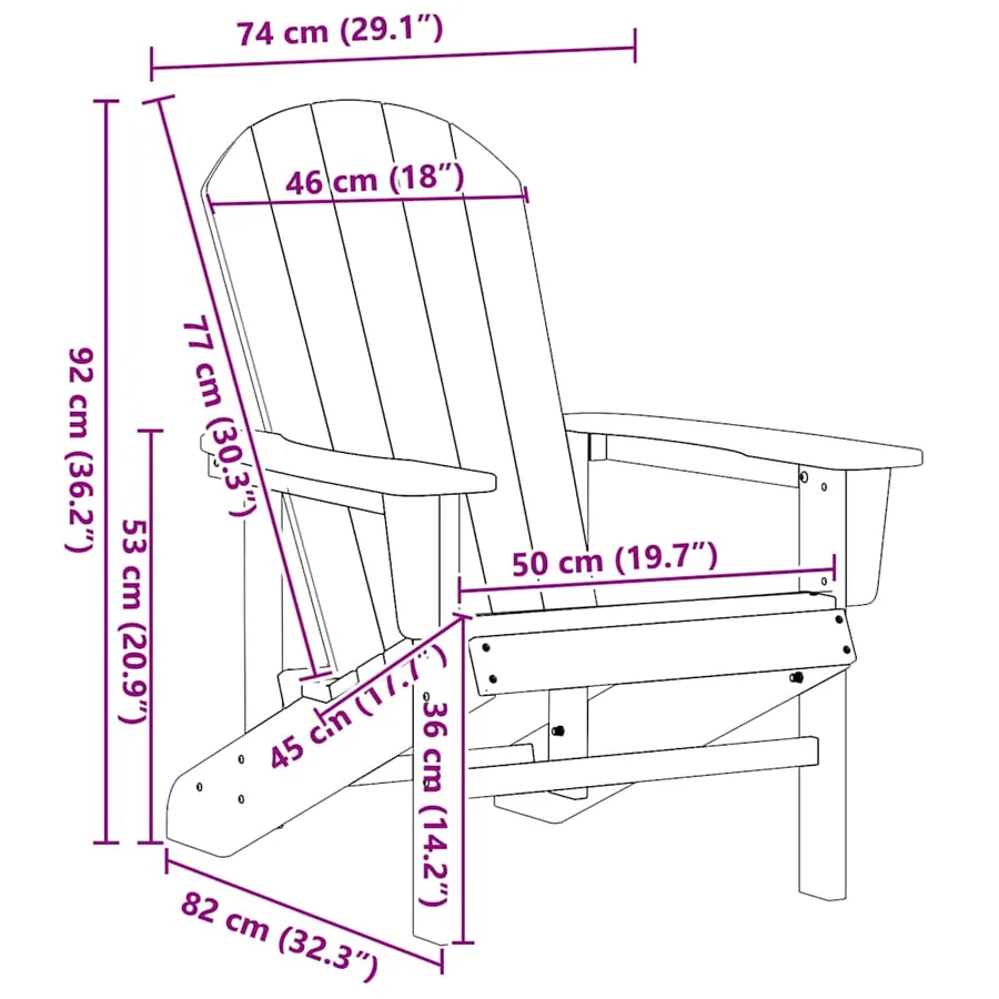 Chaise Adirondack Gris clair 82 x 74 x 92 cm HDPE - 8