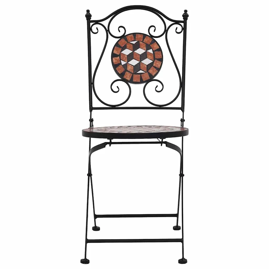 Chaises de bistrot mosaïque 2 pcs Marron Céramique - 3
