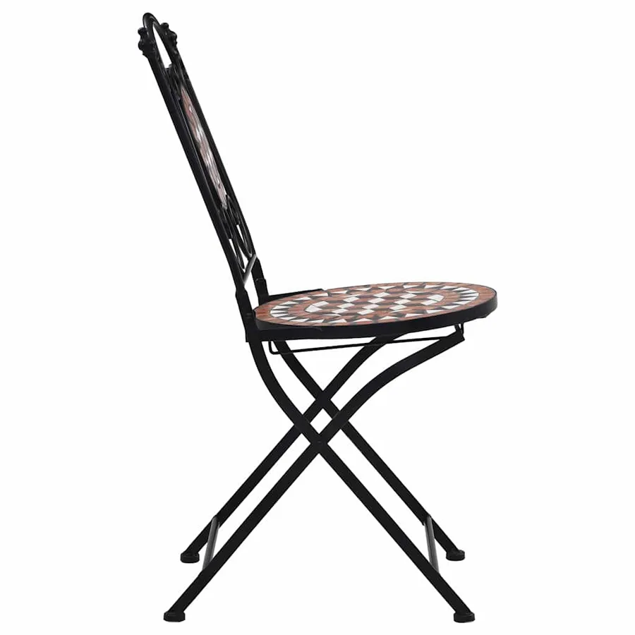 Chaises de bistrot mosaïque 2 pcs Marron Céramique - 5