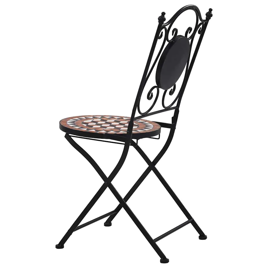 Chaises de bistrot mosaïque 2 pcs Marron Céramique - 6