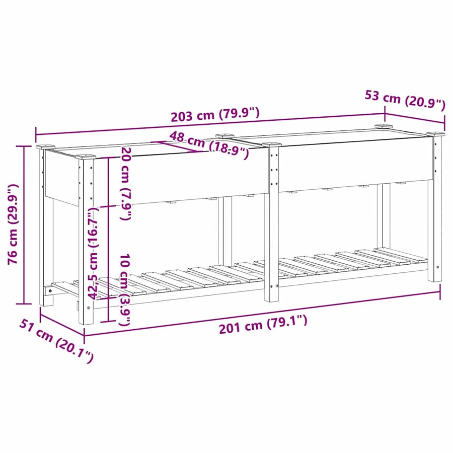 Cache-pot de jardin Beige 203 x 53 x 76,5 cm - 11