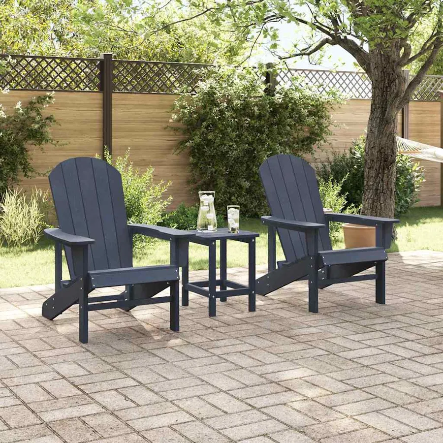 Chaise de jardin 2 pcs Bleu marine 82 x 74 x 92 cm Polyéthylène - 3