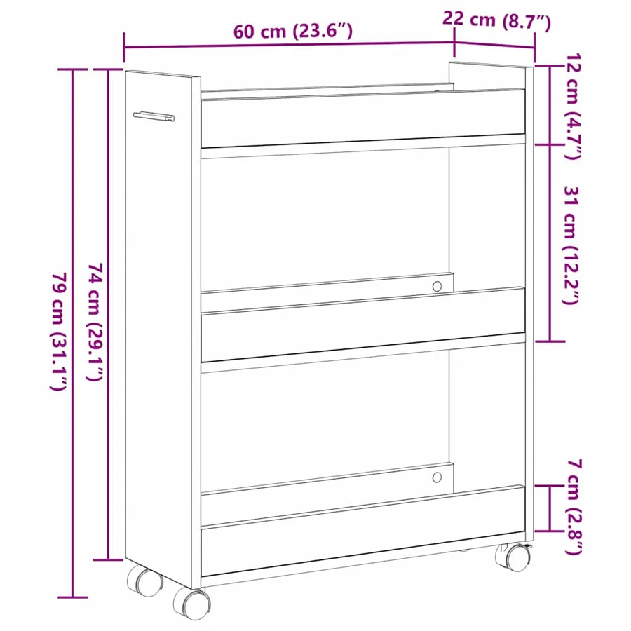Armoire 60 x 22 x 79 cm Chêne artisanal - 12