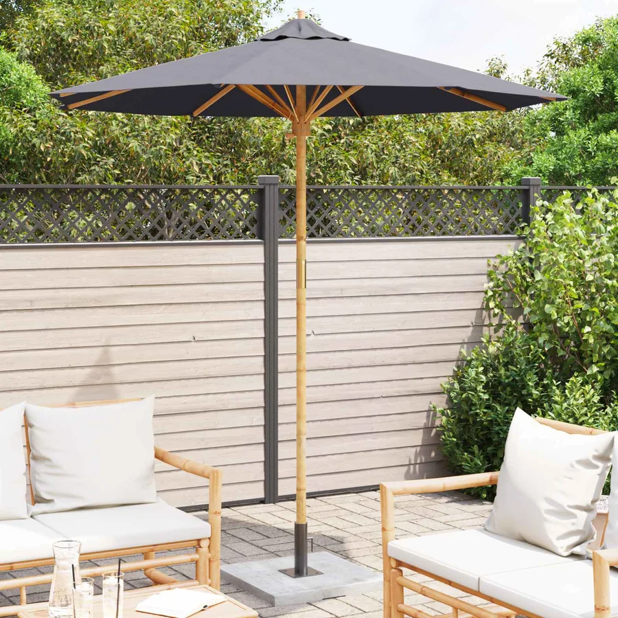 Parasol de jardin Gris foncé Ø 217 x 230 cm Bambou - 3