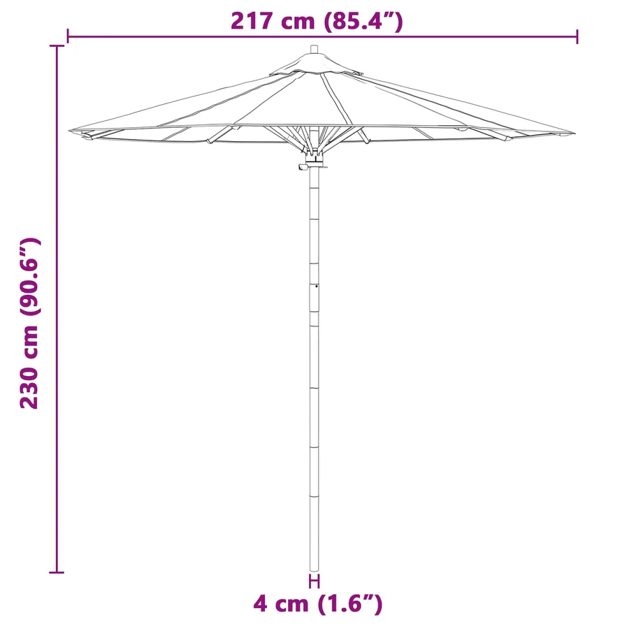 Parasol de jardin Gris foncé Ø 217 x 230 cm Bambou - 8