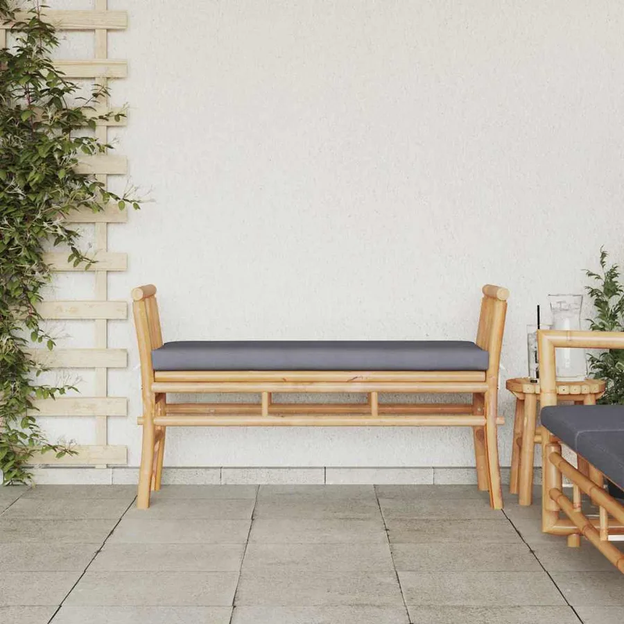 Banc de jardin avec coussin Marron 110 x 38 x 65cm Bambou - 3