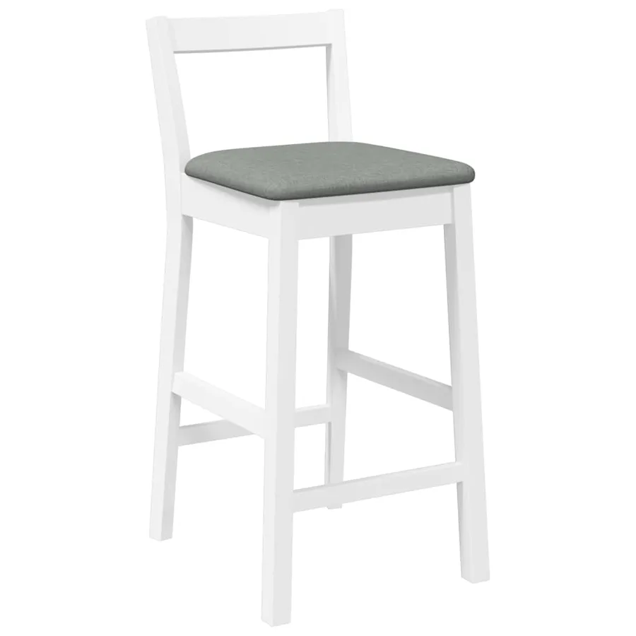 Tabourets de bar avec coussins (lot de 2) en bois massif blanc et caoutchouc - 4