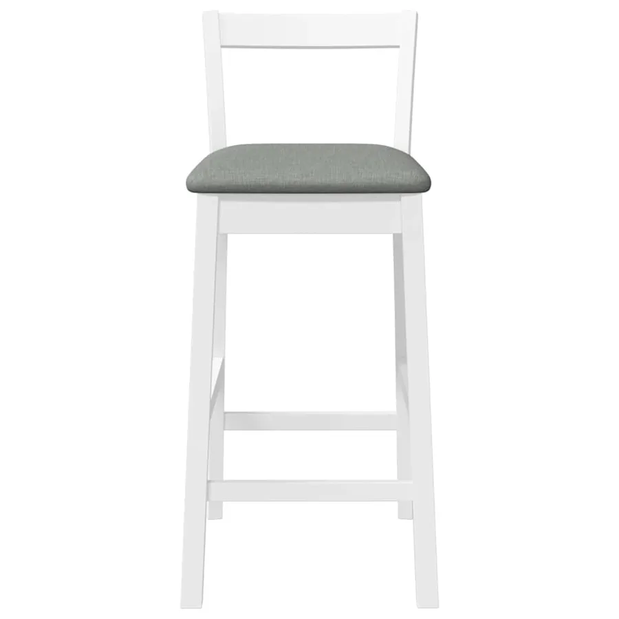Tabourets de bar avec coussins (lot de 2) en bois massif blanc et caoutchouc - 5