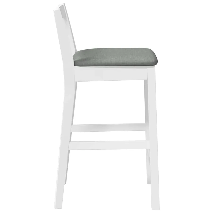 Tabourets de bar avec coussins (lot de 2) en bois massif blanc et caoutchouc - 6