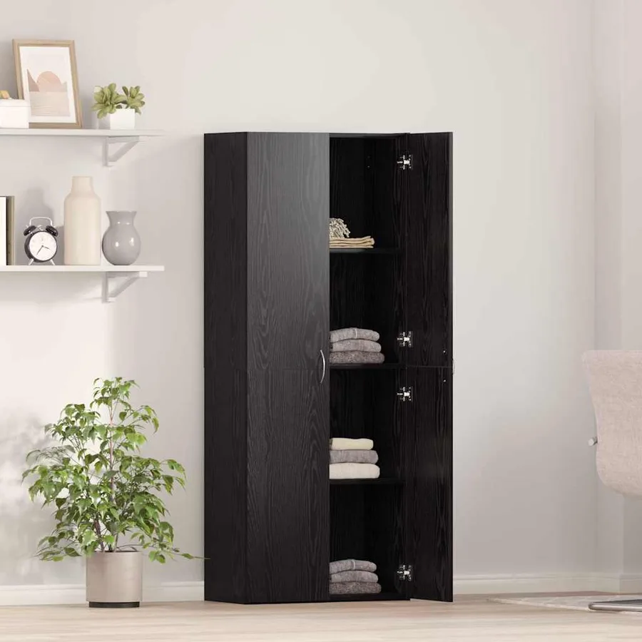 Cabinet de Bureau Chêne noir 60 x 32 x 152,5 cm - 4