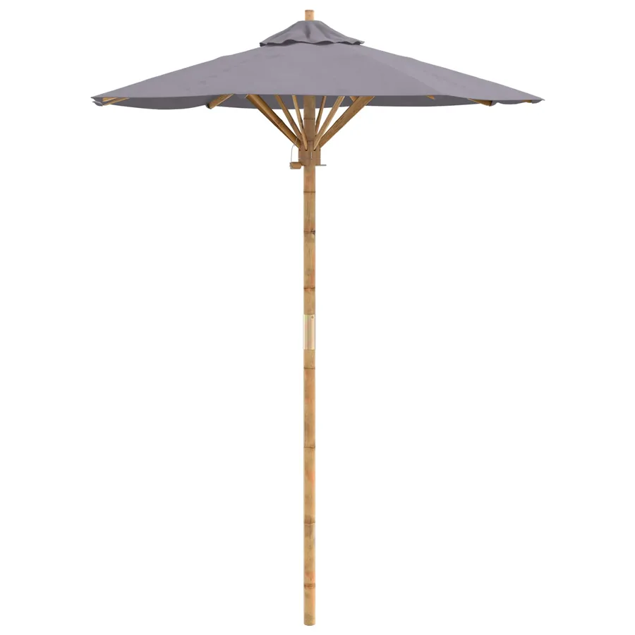 Parasol de jardin Gris foncé Ø 150 x 210 cm Bambou - 2
