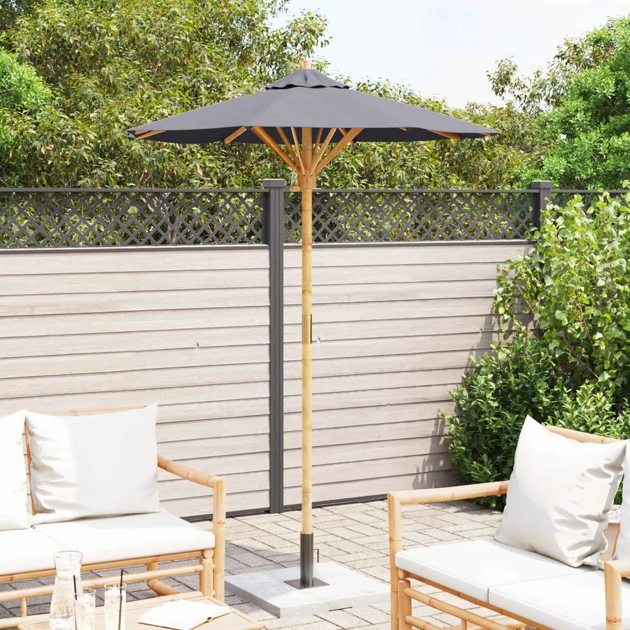 Parasol de jardin Gris foncé Ø 150 x 210 cm Bambou - 3
