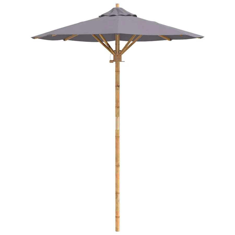 Parasol de jardin Gris foncé Ø 150 x 210 cm Bambou - 4