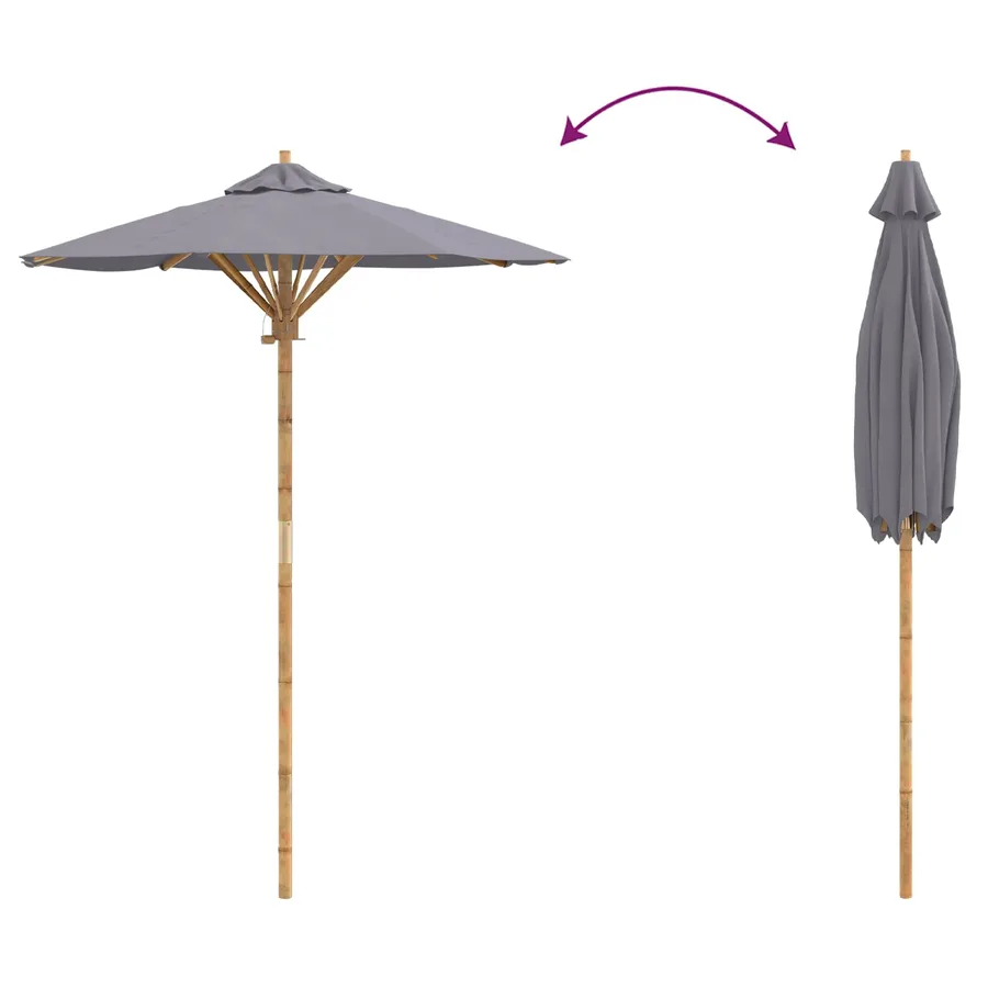 Parasol de jardin Gris foncé Ø 150 x 210 cm Bambou - 7