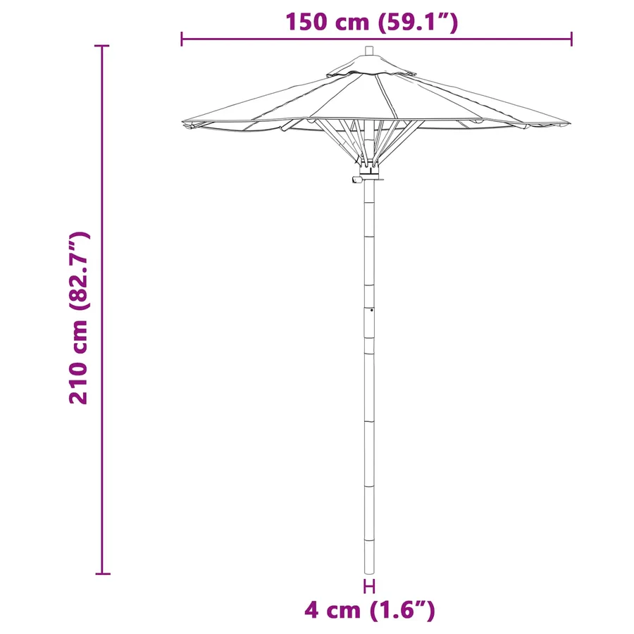 Parasol de jardin Gris foncé Ø 150 x 210 cm Bambou - 8